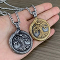 Men's Vintage Viking Tree of Life Titanium Steel Pendant Necklace Ouroboros Charm Necklace Norse Mythology Jewelry