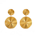 Stainless Steel Gold Plated Waterproof Women's Statement Bohemia Double Layer Drop Earrings Anniversary Model AER195G-Lanshang