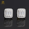925 Silver Jewelry Mens Iced Out Earrings 14k White Gold Hiphop Screwback Cushion Cluster VVS Moissanite Stud Earrings
