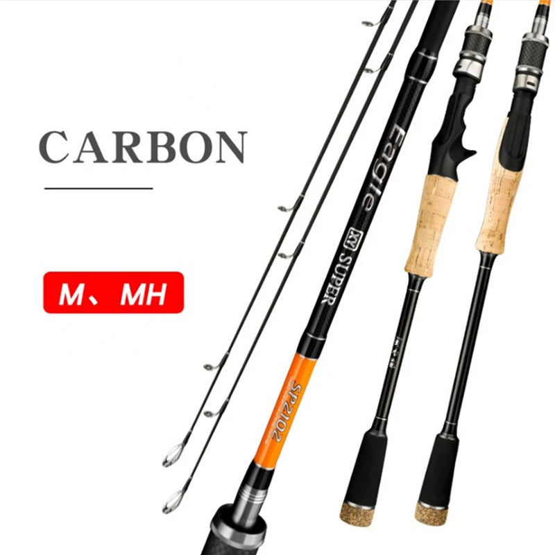 Carbon Fiber Fishing Rod Saltwater Baitcasting Spinning M/MH Two Pole Optional Bait Casting Rods