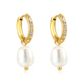 New 14K 18K Gold Plated Fashion Jewelry Accessory Custom Cz 316 Stainless Steel Pearl Earring Huggies Hoop Ear Charm for Women
