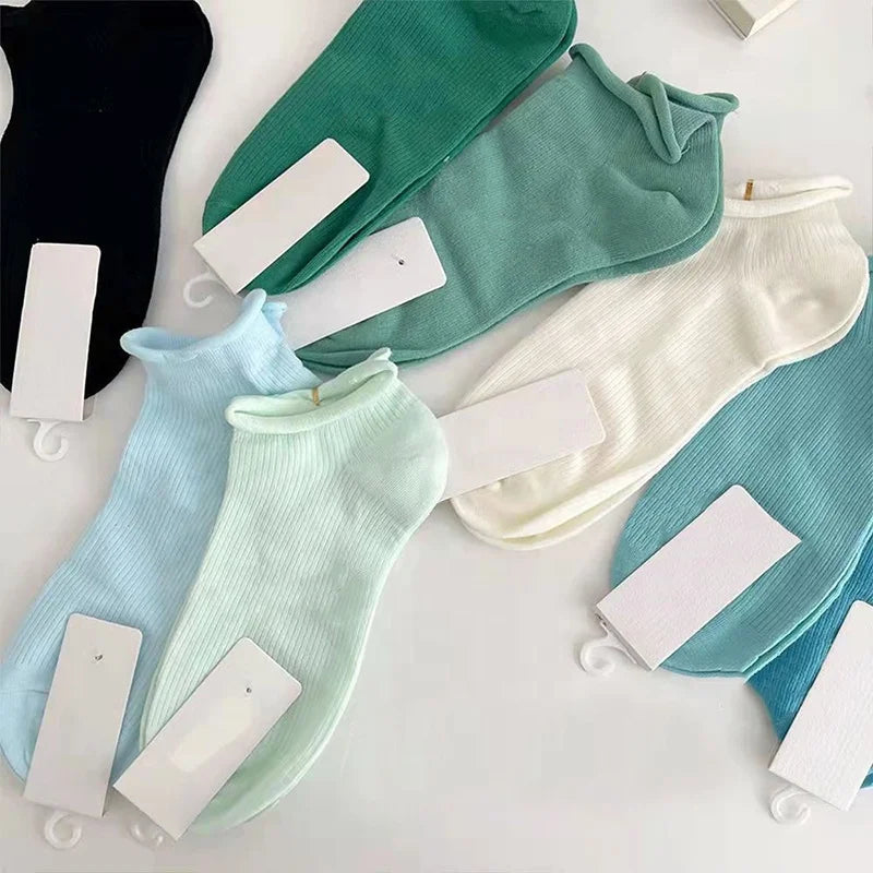 Wholesale Bulk Blue Green Black White Short Socks Ladies Summer Cotton Ankle Socks for Women