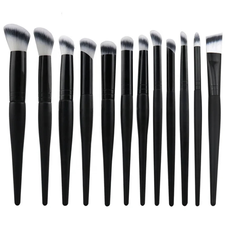 New Hot Selling Custom Private Logo Foundation Concealer Eye Detail Nose Shadow Wood Handle Professional Black Makeup Brushes