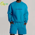 Design Your Own Cotton Fleece Track Suits Men Sports Tracksuit Custom Logo Crew Neck Oversized Hoodie and Shorts Set Sweat Suits