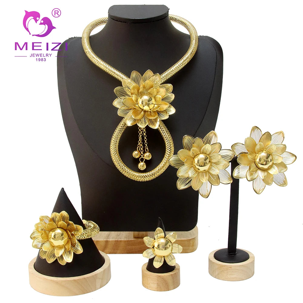 MEIZI JEWELRY Elegant Luxury Ladies Fashion Dubai Wedding Earrings African Zirconia Jewelry Set Bridal Wedding
