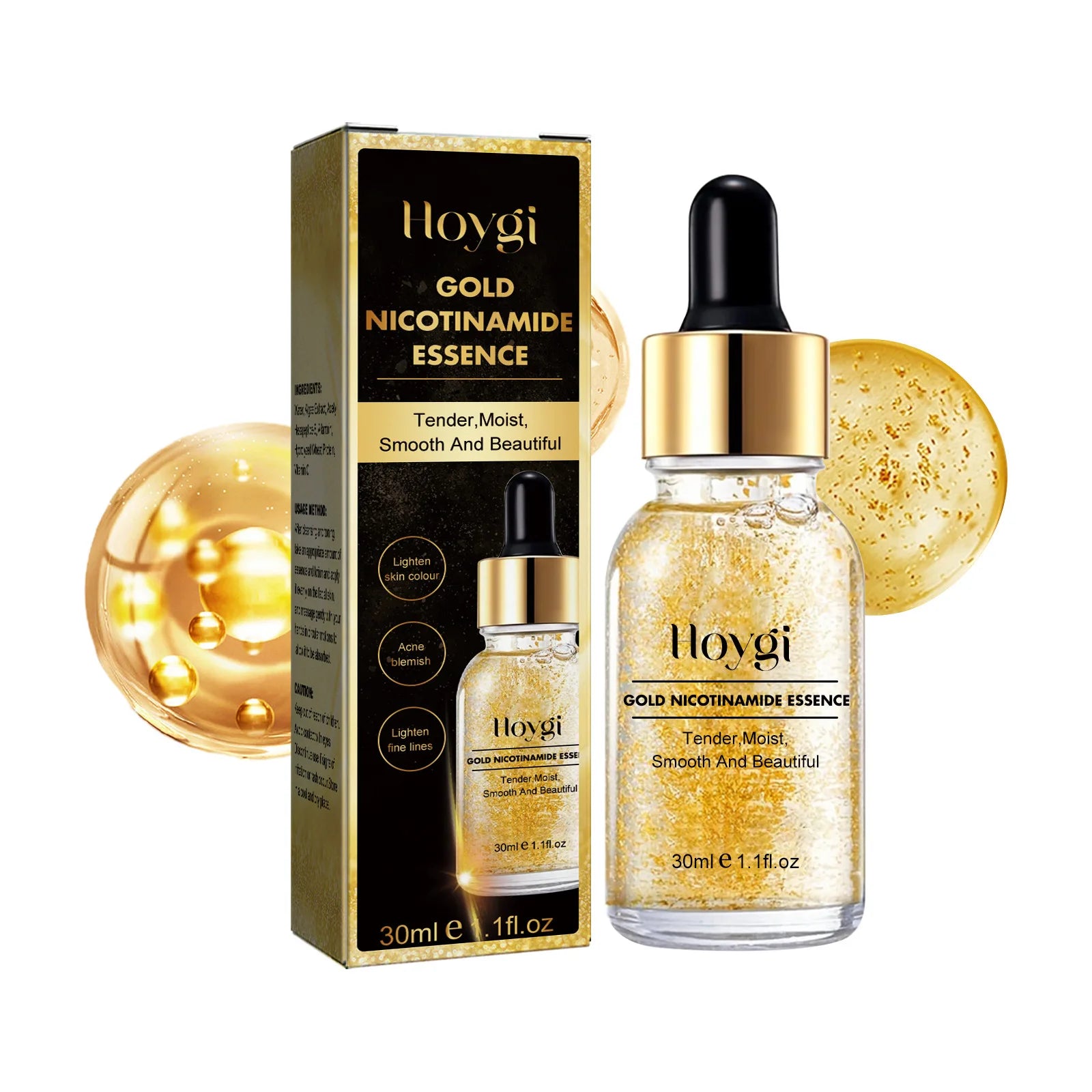 Wholesale 24k Golden Nicotinamide Serum Lightened Spots and Fine Lines Restored Dark Skin Brightened and Rejuvenated Skin