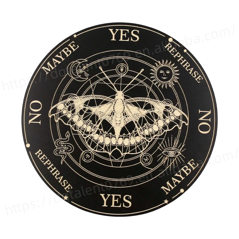 Tailai 8-Inch Butterfly Plate Shaped Woodcarving Board Crystal Necklace Altar Witchcraft Decoration Art Model Style Hand Painted