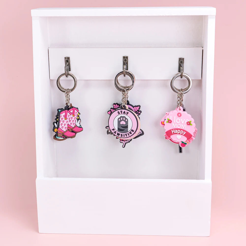 Wholesale Pink Keychain Soft Silicone Cute Kawaii Keyring for Girls Fashion Accessories and Practical Use