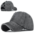 Vintage Washable Denim Cotton Distressed Curl Hair Backless Ponytail Ponycaps Baseball Hat Cap for Women