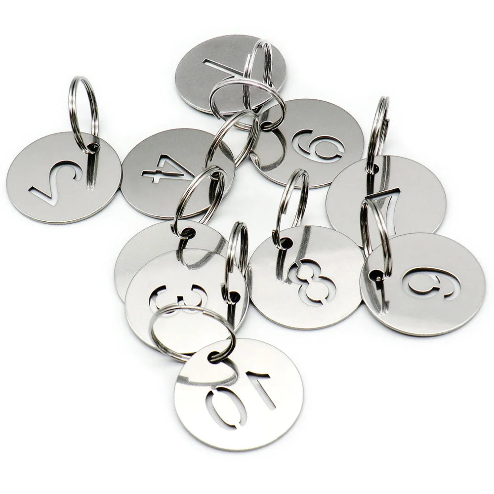Numbers Tags 1-20 Stainless Steel Blanks for Engraving 23mm Round Round Number Tag Stainless Steel Key Chain KeyChain Ring