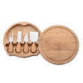 Wholesale Round Sustainable Eco-Friendly Rubberwood Swiveling Cheese Board Knife Set for Wedding and Housewarming Gifts