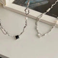 Women's New Wave Chain 5-6MM Round Slightly Flawed Pearl Necklace Stunning Accessory with Black White Option