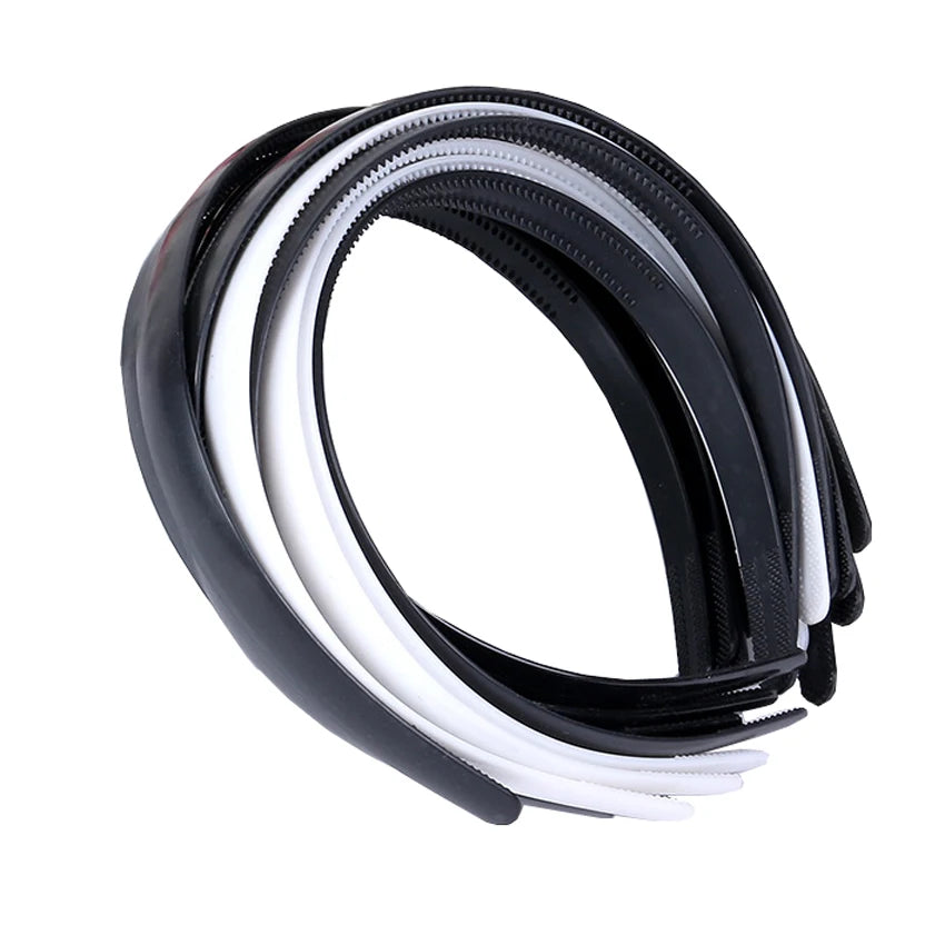 50pcs 15mm Plain Black White Plastic Headband with Teeth Wholesale DIY Resin Hairband Hair Hoop Girls Hair Accessories Headwear
