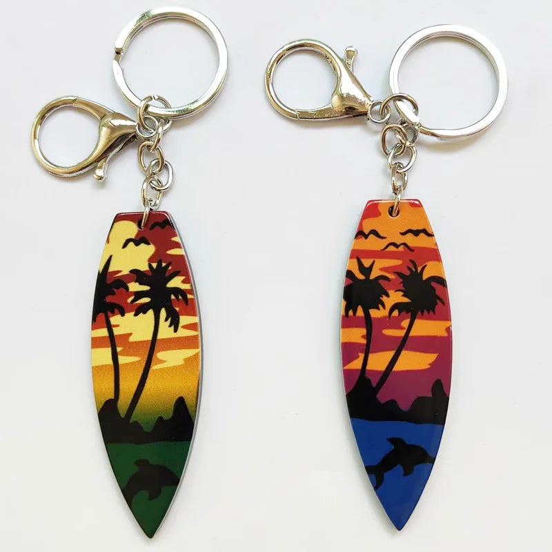Promotional New Hawaii Beach Creative  Acrylic Travel Keychain Surfboard Keychain for Decoration and Souvenir Gift