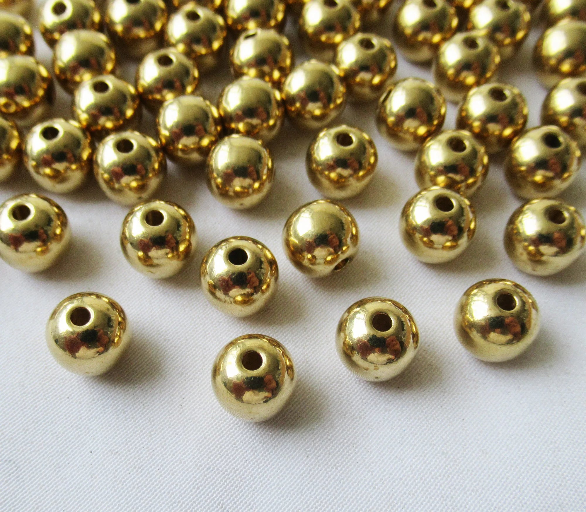 Plain Solid Beads 8mm Raw Brass Spacer 1.8mm Hole DIY Jewelry Findings