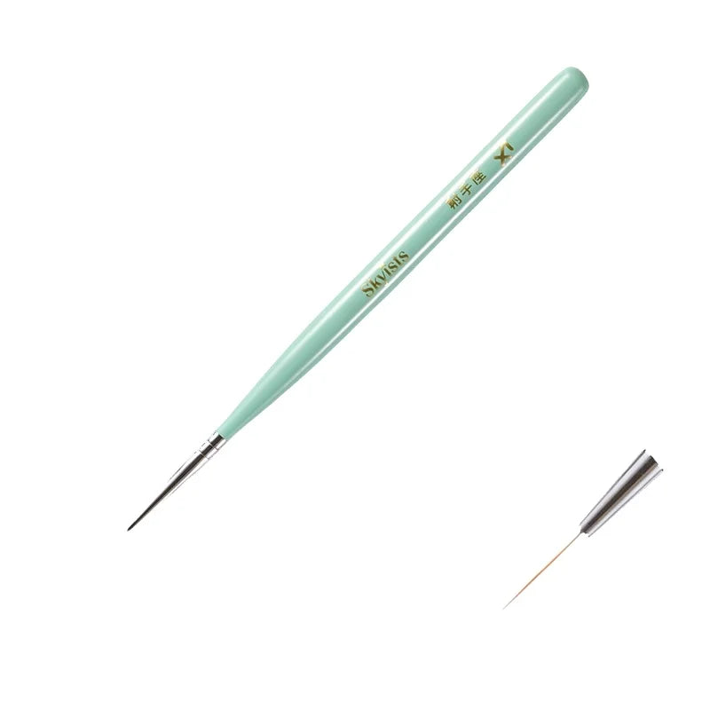 BW30-09 Professional Twelve Constellations Short Liner Flat Oval Luxury Nail Art Brush Set Custom Logo Wood Handle Nylon