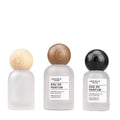 Custom 50ml Glass Spray Bottles Empty Frosted Round Refillable Travel Perfume Bottle With Screw Pump and Wooden Lid