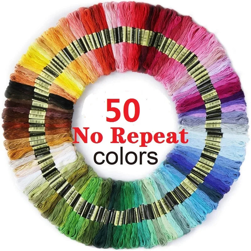 50 Colors Cross Stitch Thread Embroidery Thread Floss Sewing Skeins Craft DIY Bracelet Braided