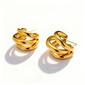 YF3041 Hypoallergenic Tarnish Free Waterproof Jewelry 18k PVD Gold Plated Stainless Steel Multi Layer C Shaped Earrings