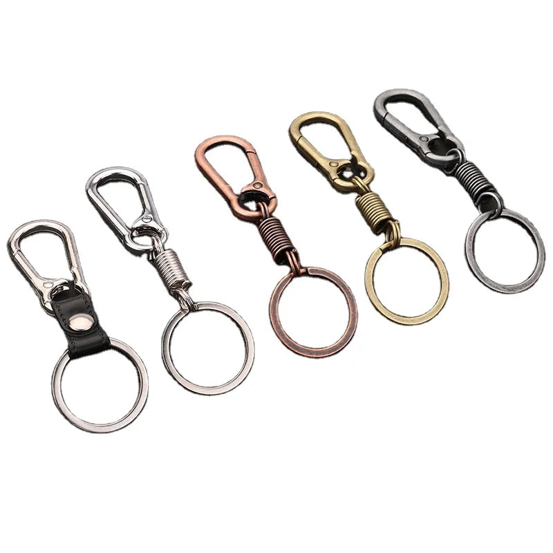 DIY Fashion Retro Vintage Alloy Keychain with Carabiner-Unique Design Customizable Colors Endurance Metal Keyring for Auto Decor