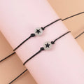 2Pcs/Set Adjustable Acrylic Glow in the Dark Luminous Star Beads Lucky Beaded Rope Friendship Bracelets for Couple Friends