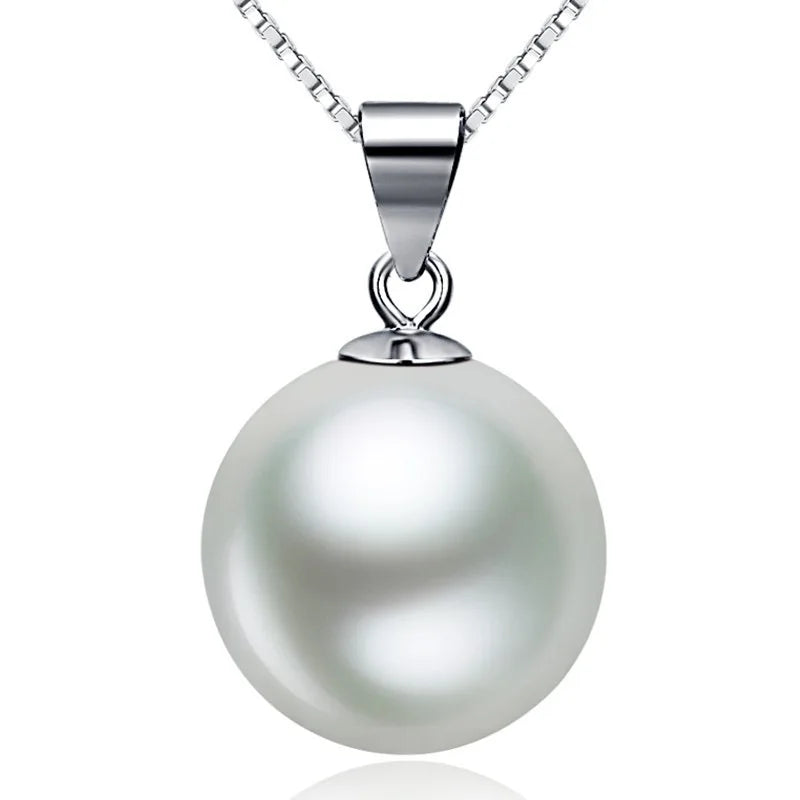 Real White Round Pearls Choker Pendant Necklace Classic Hot Sale Sterling Silver 9-10mm 4A Wholesale Silver Jewelry 925 Silver /