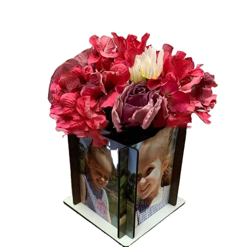 127*127*3mm MDF Sublimation Flower Vases Blanks Flower Pots for Custom Home Decoration Gifts