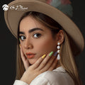Baroque Pearl Earrings Boho Gold Dangle Pearl Earrings Hypoallergenic Stud Drop Dangle Chandelier Earrings for Women