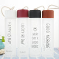 Colorful Letter Frosted Portable Bottle Glass Drinking Cup Frosted Glass Water Bottle With Cover