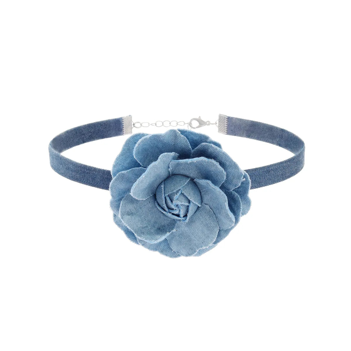 2023 New Blue Rose Fabric Necklace for Ladies Korean Style Elegant and Romantic Exquisite Neck Chain