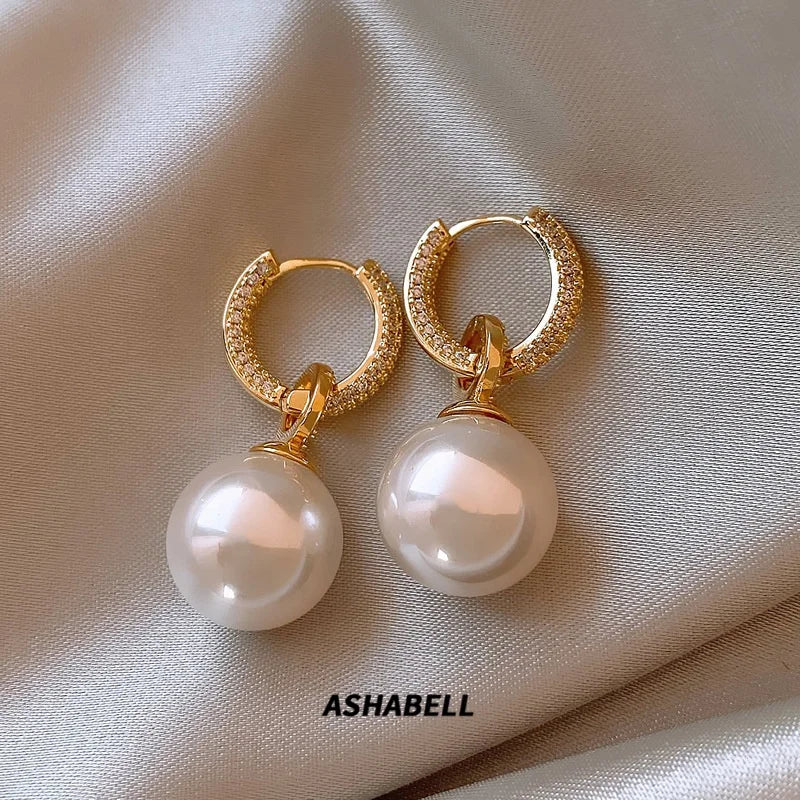Wholesale Luxury Imitation Pearl Pendant With Micro-set Zircon Earrings for Womens Fashion Exquisite Jewelry