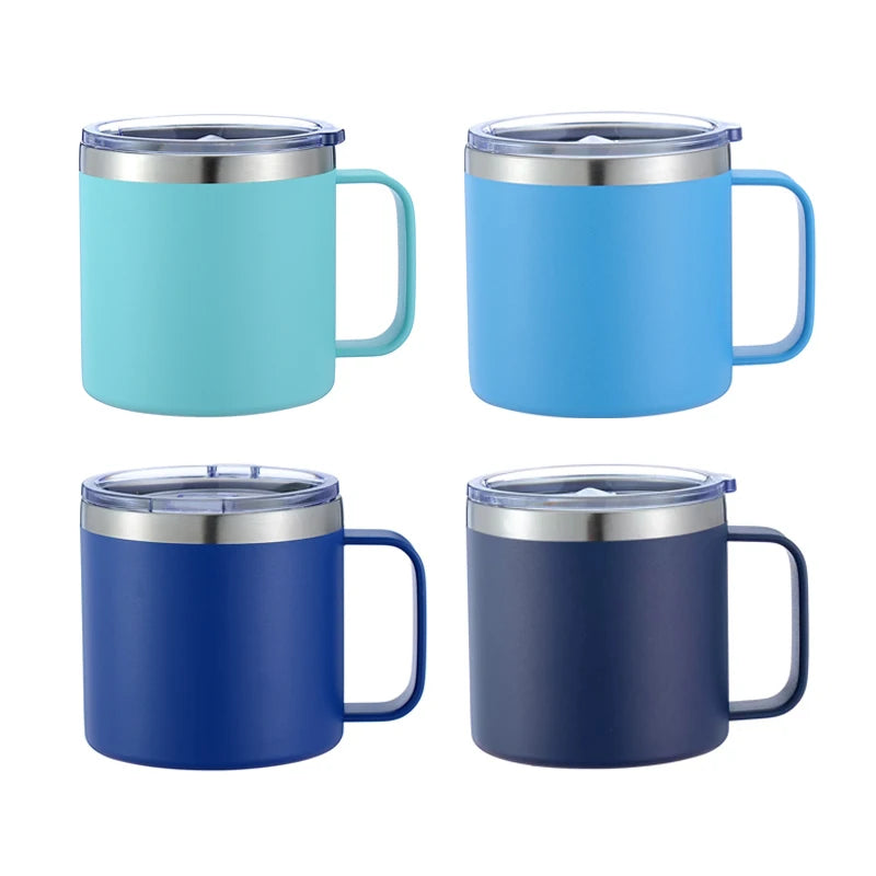 Custom Logo Printed 12 16 24 14oz Travel Water Coffee Mug Thermal Insulated Camp Tumbler Metal Stainless Steel Coffee Cup