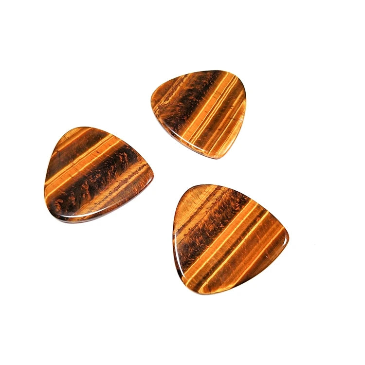 2026 Wholesale China Made Natural Colored Tiger Eye Gemstone Guitar Picks Custom Logo Gift Souvenir Series