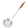 Solid Stainless Steel Skimmer Ladle with Wood Handle Spider Strainer for Cooking and Frying for Home Kitchen Use