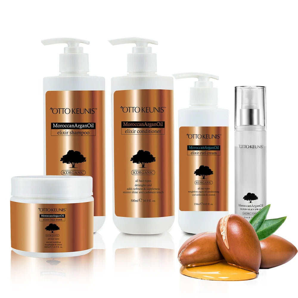 Private Label Organic Argan Oil Anti Dandruff Anti Knot Silky Curly Afro Hair Shampoo and Conditioner Set