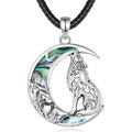 Merryshine 925 Sterling Silver Men's Celtic Viking Moon Wolf Necklace Pendant for Gift Charm Pendants