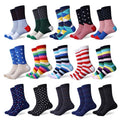 Custom Logo Cotton Crew Socks Business Men Happy Funny Crazied Colorful Jacquard Knitted Sporty Socks Bamboo Material Packaging