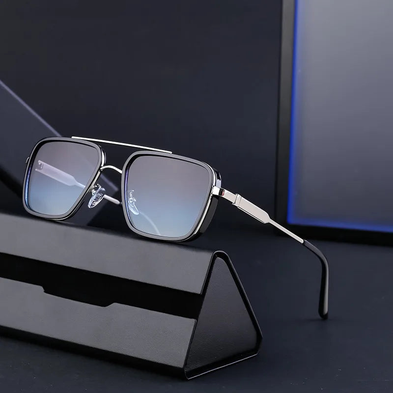 2024 New Retro Punk Style Sunglasses Men Sunscreen Luxury Trendy Metal Square Steampunk Sunglasses Men