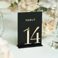 Luxury Modern 3D Gold Mirror Black Table Number 1-15 Acrylic Sign Holder for Wedding and Party Place Card Plastic