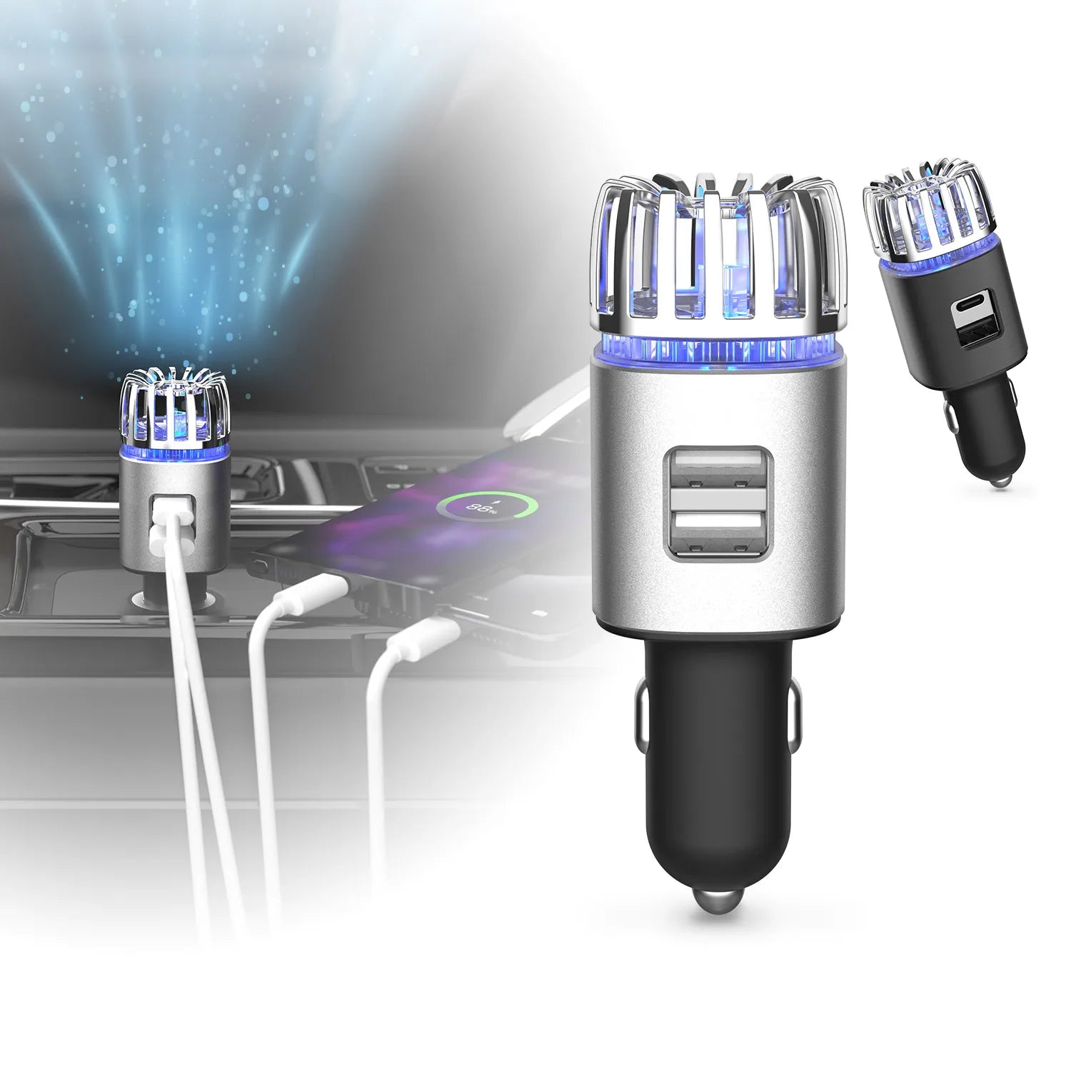 New Best Selling ETL CARB EO Number JO-6291 2-in-1 Car Charger Air Cleaner Plug in Small Auto Mini Car Air Purifier