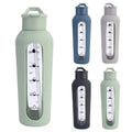 Unique Design Motivational Fitness Water Bottle Bpa FreeTimer Glass Sport Water Bottle With Straw and Protective Silicone Sleeve