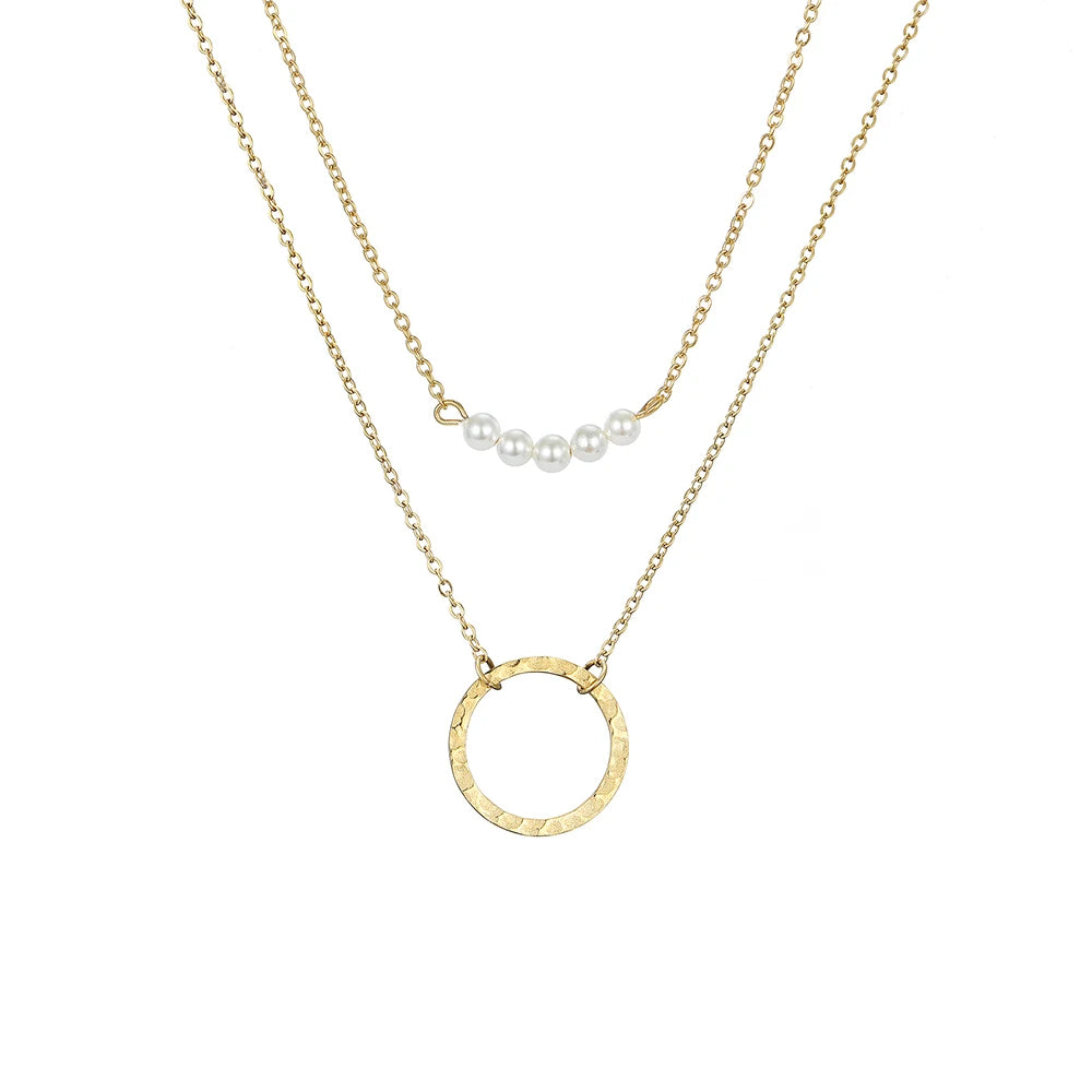 Dainty Layered Necklace Set for Women Fine Stainless Steel Necklace 2021 Pearl Choker Trendy 14k Gold Plated Jewelry Wholesale