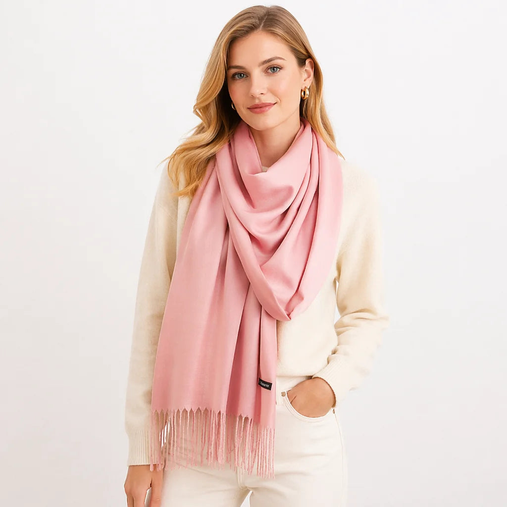 Hot Sale Cashmere Brushed Scarf Thick Warm Pashmina Shawl Fall Winter Fashion Women Solid Color Scarves with Tassel
