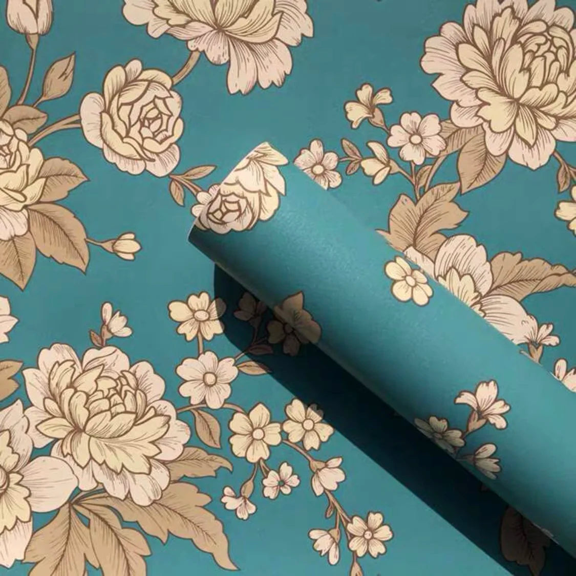 UDK Elegant Green Floral Wallpaper Modern Vintage Home Decoration 45cm Small Roll 10m Peel Stick Wall Paper Waterproof Function