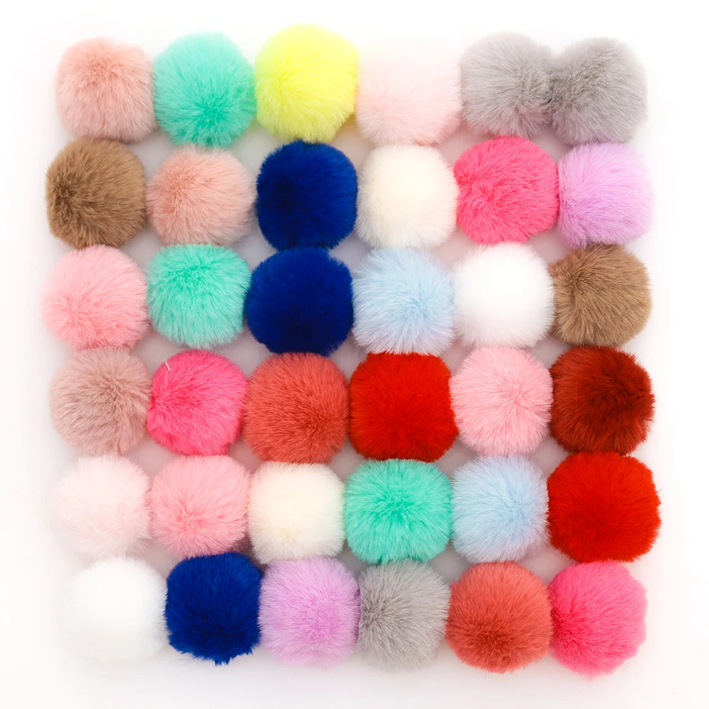 Ball Keychain Pendant Bulk Colorful Pompoms Christmas Decoration Pompoms Fluffy Fur Super Soft Rabbit Auto Upholstery 50 Pcs/bag