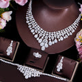 4 Piece Saudi Arabia Necklace Cubic Zirconia Super Big Luxury Jewelry Set for Women's Wedding Dubai Bridal Jewellery Set
