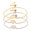 Simple Stainless Steel 18K Gold Adjustable Chain Heart Bracelet Titanium Steel PVD Personalized Blank Heart Chain Bracelet