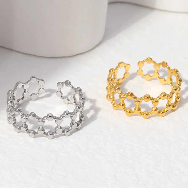 Wholesale Fashion 2026 Jewelry Hollow Chain Non-fading Stainless Steel Women Ring