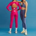 Custom Gym Sets for Women Workout Fitness Clothes Yoga 2 Piece Backless Top and Leggings Set