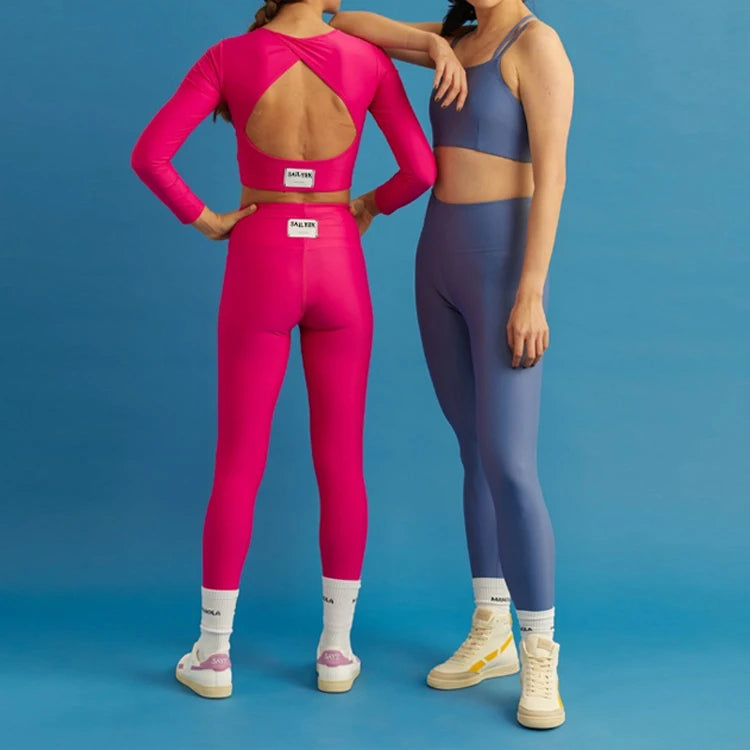 Custom Gym Sets for Women Workout Fitness Clothes Yoga 2 Piece Backless Top and Leggings Set